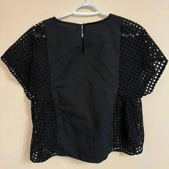 2/20 Madewell Black Cropped Eyelet Top - Women’s XS - Picture 6 of 10